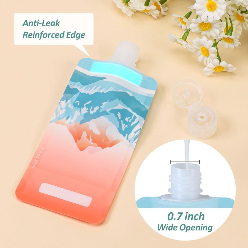 Packism Travel Containers for Toiletries - 15 Pack Leak Proof 3oz TSA Approved Travel Pouches, Stand Up, Slim & Lightweight Design, Space Saving, Pack More Shampoo Conditioner Lotion Body Wash - Image 3